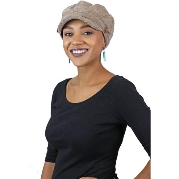 Newsboy Cap for Women Cancer Headwear Chemo Hat Ladies Head Coverings Tweed - Picture 2 of 5